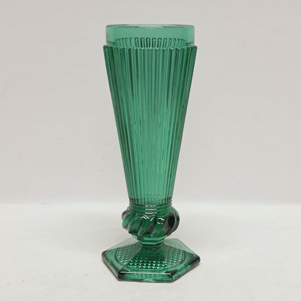 Vintage Emerald Green Pressed Glass Wine Goblet Or Small Vase Portugal